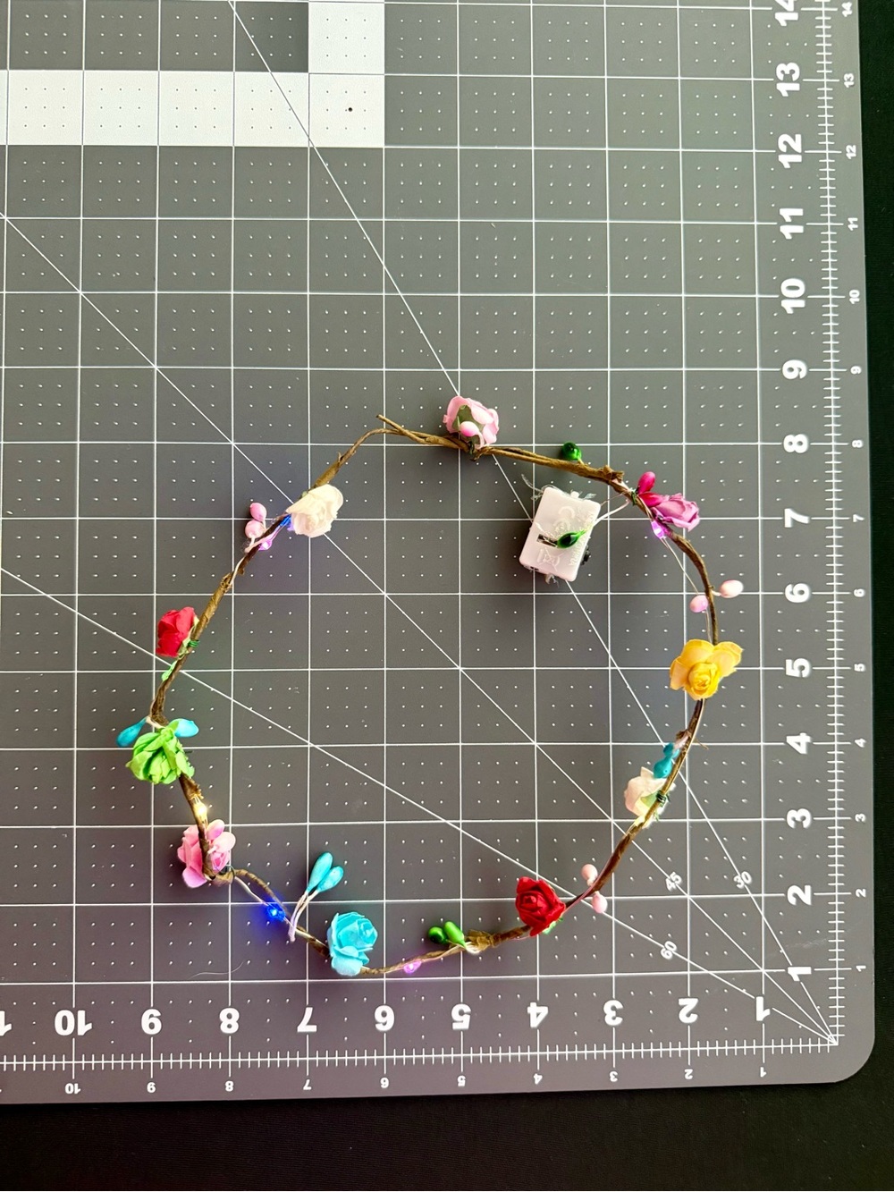 LED Flower Crown Headband * Multicolor Paper Roses * Light Up - Picture 4 of 5